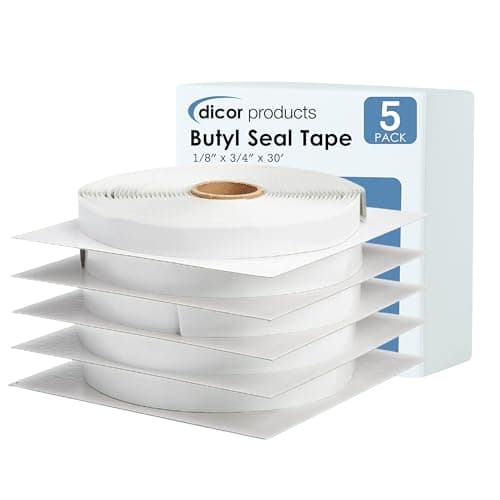 Dicor BT-1834-5 Butyl Seal Tape - 1/8" x 3/4" x 30' Repair Tape for RV, Trailer, Motorhome, Windows, and Vent Sealing- Pack of 5
