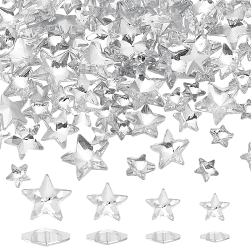 FINGERINSPIRE 100 Pcs 4 Styles Mini Star Glass Rhinestones Pointed Back Star Rhinestones Embelishments No Hole Clear Glass Rhinestones with Silver Plated Back for Wedding Engagement Party