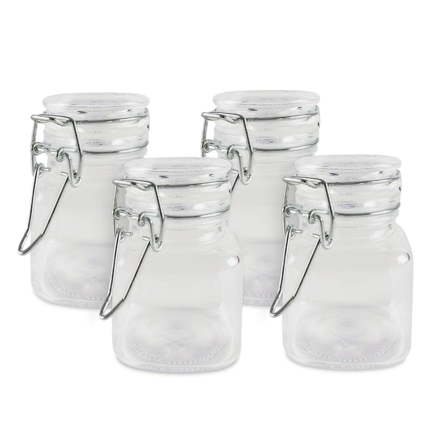3 14 Square Glass 3oz Jar with Hinge Glass Lid for Home Kitchen Arts Crafts Projects Decoration Snack Foods and Sauces 4 Pack by Super Z Outlet