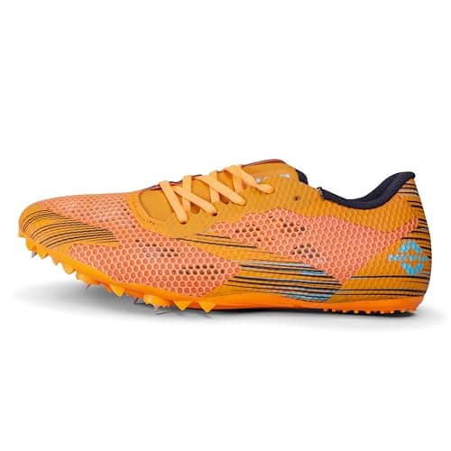 Nivia Track and field-100 Shoes for Men, Running Shoes, Athlete Shoes, Running Spikes for Men, Running Spikes for Athletics, Track and Field Shoes for Men (Orange) UK-11