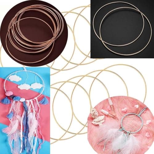 DIY Crafts 20 Pcs Pack, Antique Gold, Dream Catcher Metal Rings,Simple Dreamcatcher Round Metal Hoop Ring (20 Pcs Pack, Antique Gold)