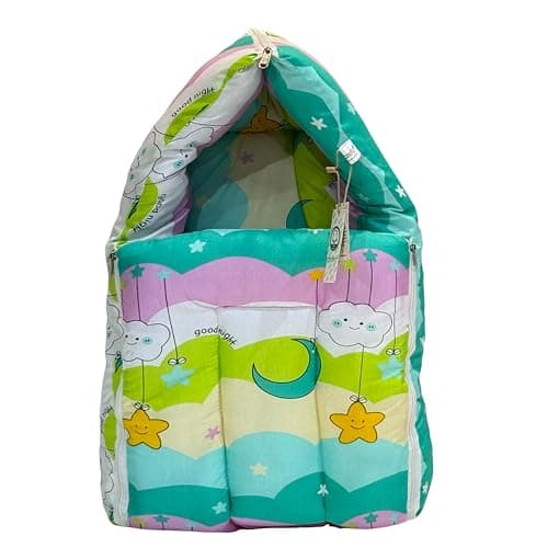 Infantbond Baby 3 in 1 Carry Bag Cum Sleeping Bag Cum Mattress | Carry Nest for Baby(0-12 Months) (New Star Pista Green)