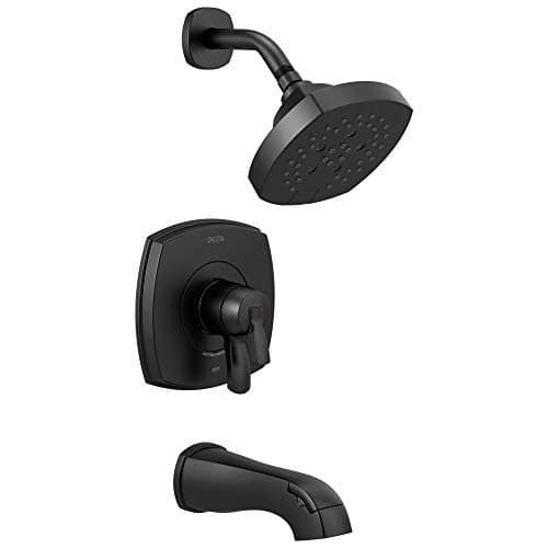 Delta Faucet Stryke 17 Series DualFunction Tub and Shower Trim Kit Shower Faucet SingleSpray H2Okinetic Shower Head Matte Black T17476BL Valve Not Included