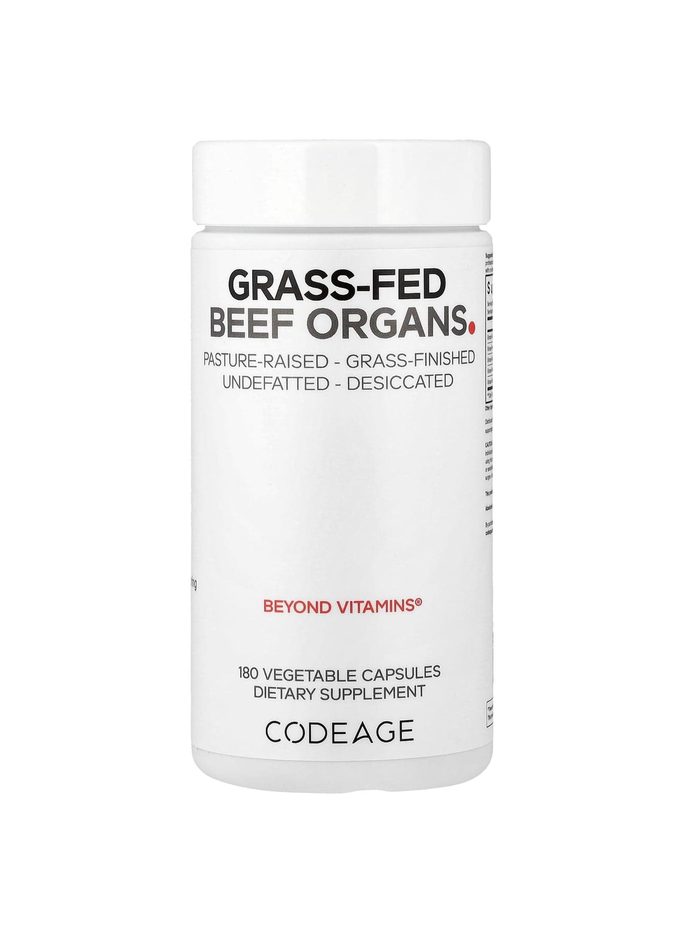 Grass-Fed Beef Organs, 180 Vegetable Capsules