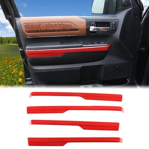 Aunginsy Inner Door Handle Armrest Panel Strips Trim Compatible with Toyota Tundra 20142021 Car Front Rear Door Panel Decorative Cover Protector ABS Interior Accessories Not fit Double Cab Model