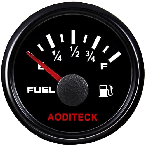 AODITECK 8 Scale Marine Fuel Gauge for Boat Gas Tank Truck Diesel Vehicles RV Oil Fuel Level Gauge Automotive Replacement Aftermarket Gauge for Car Truck Vehicle with Backlight, 240-33ohm All Black