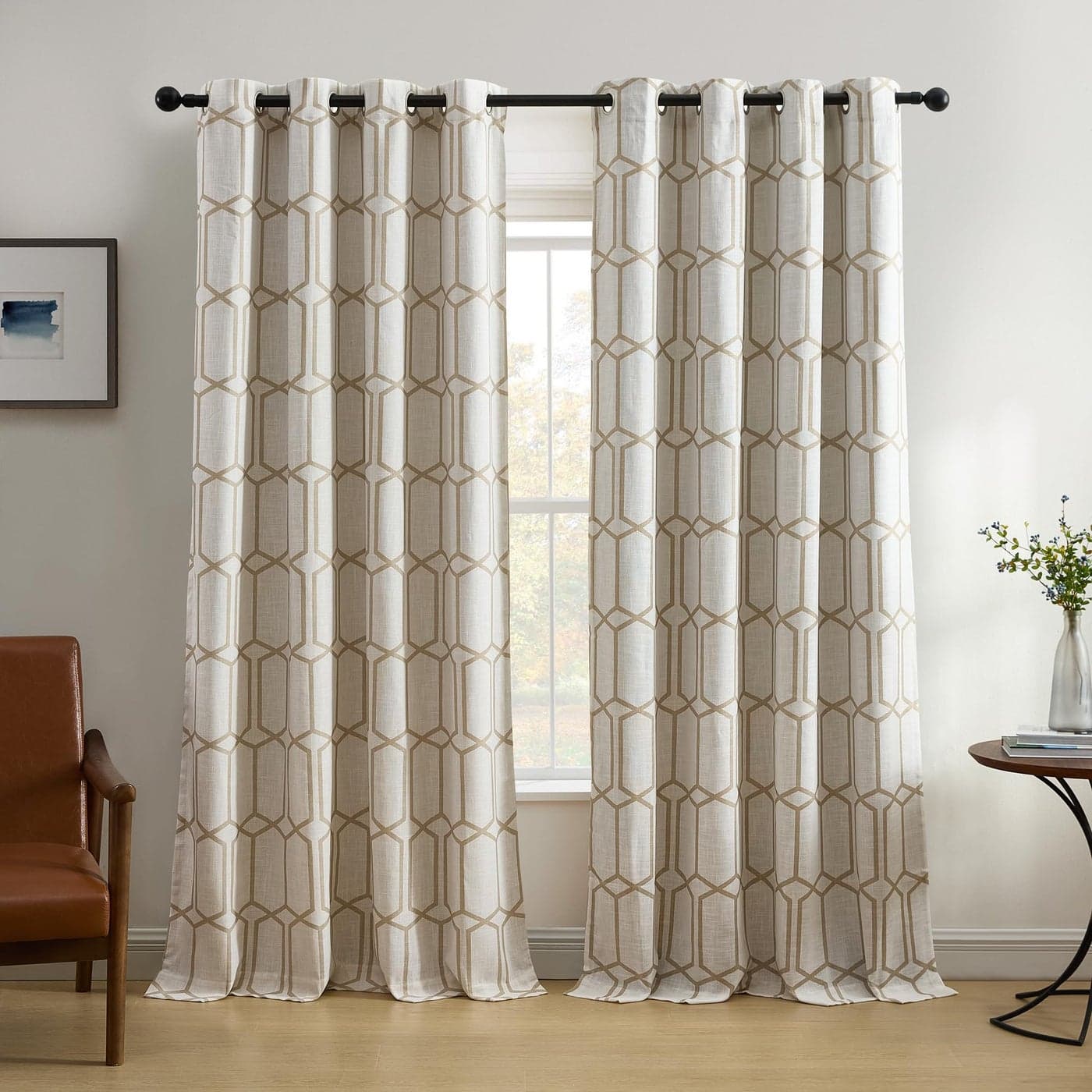 Elrene Home Fashions Kaiden Geometric RoomDarkening Window Curtain Single Panel 52 W x 95 L 1 Panel Taupe