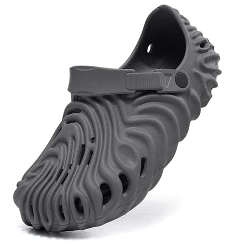Kraasa Men's Lightweight Classic Clogs, Sandals with Adjustable Back Strap Darkgrey UK 9