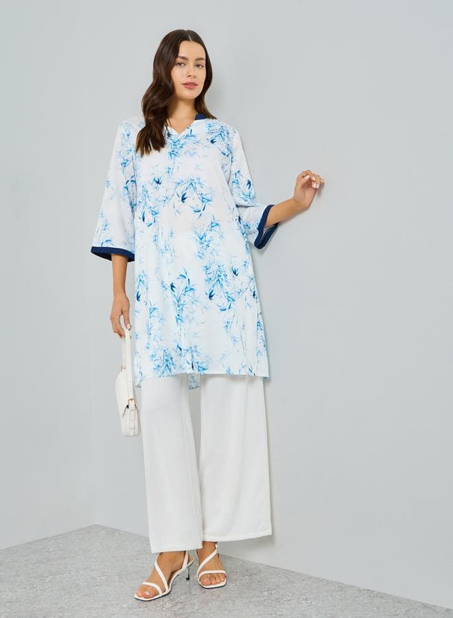 Floral Print A-Line Tunic and Trousers Co-Ords