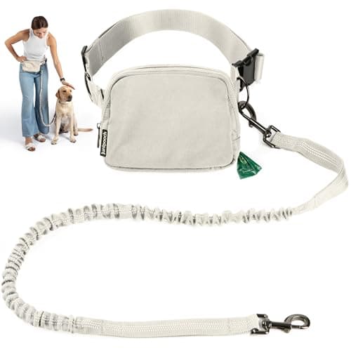Hands Free Dog Leash with Dog Treat Pouch - Stylish & Trendy Waist Leash for Dog Walking - Wear Around the Waist or Crossbody - Durable & Detachable - Shock Absorbing - Waste Bag Dispenser