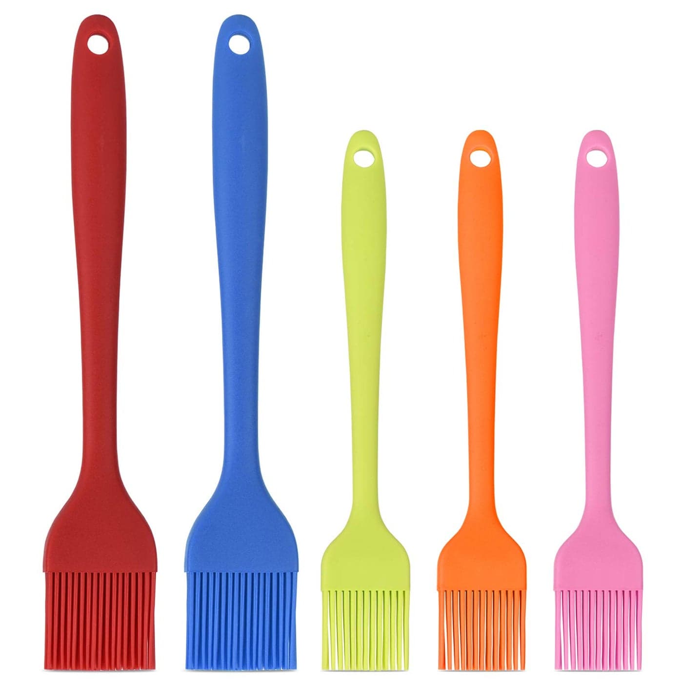 Hhyn Silicone Basting Pastry Brush Set 5 Pack Heat Resistant Spread Oil Butter Sauce for BBQ Grill Barbeque Kitchen Baking Cooking Pastries 2 Large 3 Small Multicolor