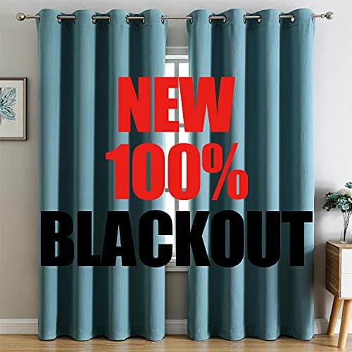 G2000 100 Blackout Curtains for Bedroom Living Room 84 Inches Long Teal Room Darkening Window Grommet Thermal Lined Insulated Light Blocking Noise Reducing 2 Panels Set