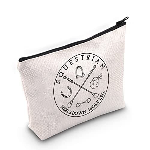 BLUPARK Equestrian Inspired Zipper Bag Horseback Riding Heels Down More Leg Bag Horse Lover Horse Trainer Gift (Equestrian bag)