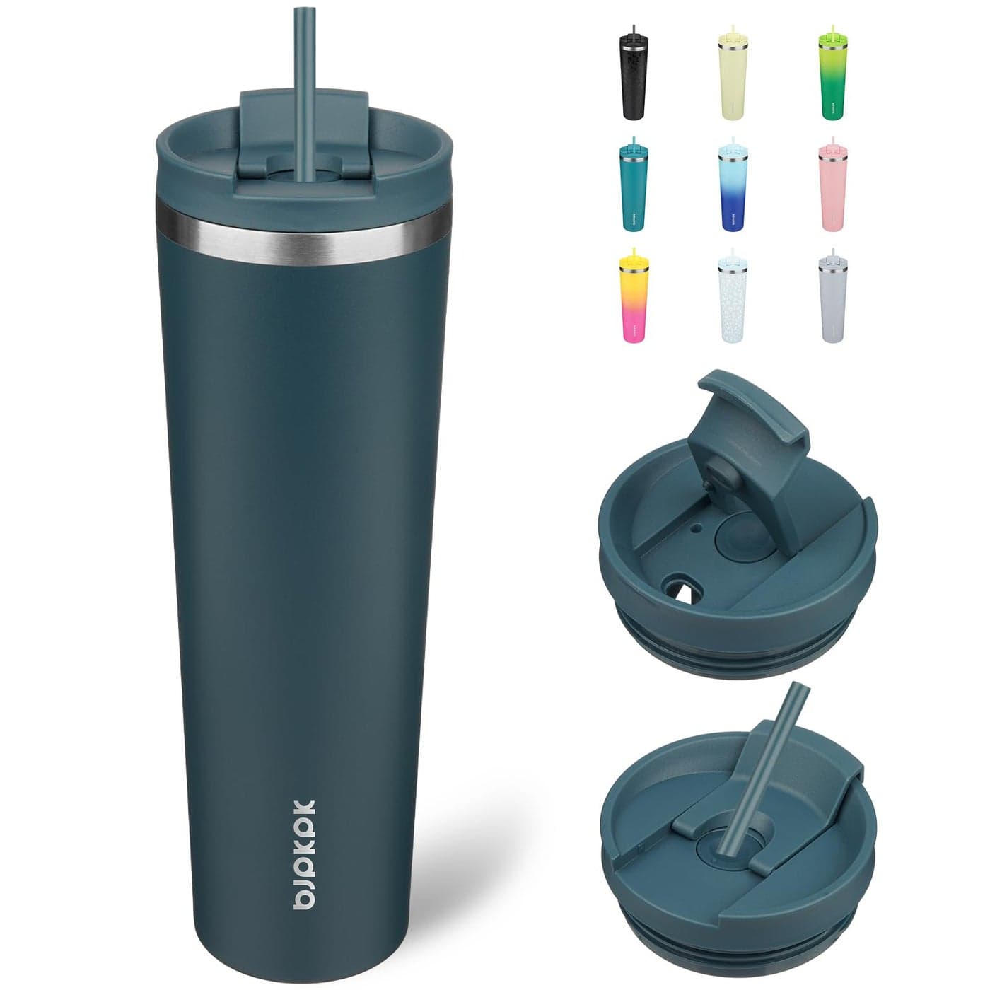 BJPKPK 34oz Stainless Steel Insulated Tumbler With lid And Straw Travel Coffee Thermal Tumblers Cup For Women And MenNavy Blue