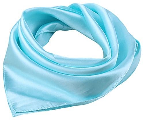 X&F Women's Solid Stain Charmeuse Neckerchief Square Scarf 23" * 23" Light Blue