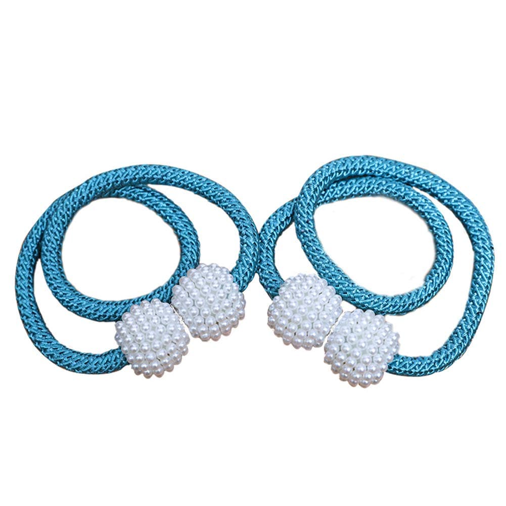 Emoly 2 Pack Pearl Magnetic Curtain Clip Curtain Holders Buckle Clips Hanging Ball Buckle Tie Back Curtain Accessories Home Decor Dark Blue