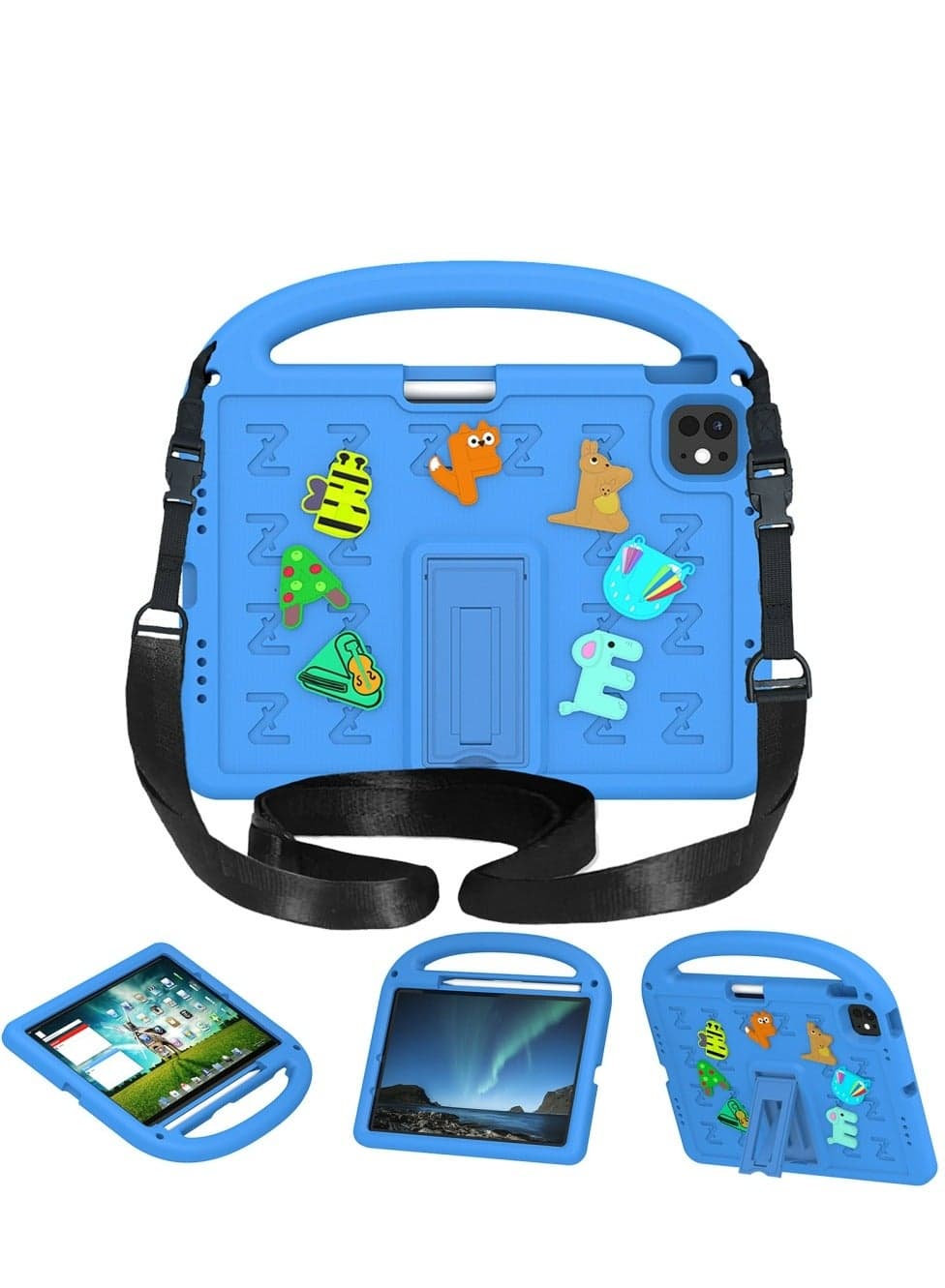 Children's Protective Case for iPad air 11(M2)2024/air 11(M3)2025 (pen slot), shockproof cover with shoulder strap bracket