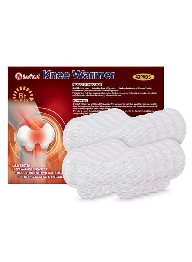 Disposable Knee Warmers - 40 Pack Adhesive Heat Patches | 12H Long-Lasting Warmth (53°C/127°F) for Skiing, Hiking & Cold Weather | Fast-Acting Portable Heating, Outdoor Essentials