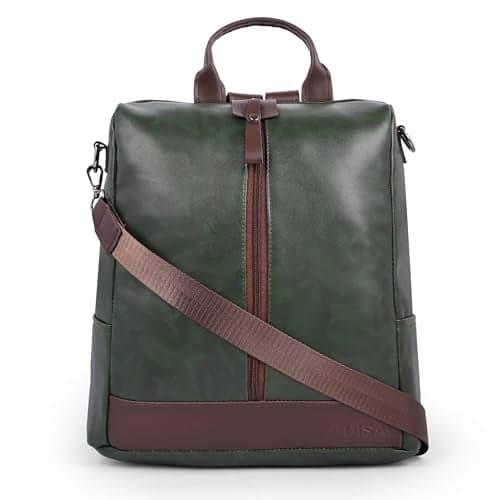 ADISA Faux Leather Unisex Backpack Bag for Men Women Boys Girls (BPH065-GRN)