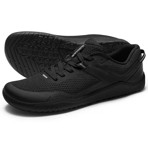 AIRHAS Mens Zero Drop Barefoot Shoes Anatomical Tox Box Sneakers for Men Gym Workout Cross Training Shoes(Black,11.0)