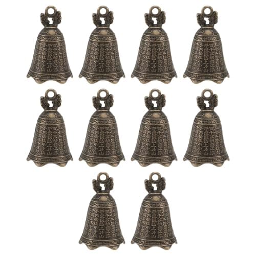 DOITOOL 10Pcs Vintage Bell Iron Bell Charm Craft Retro Bell Figurine Mini Jingle Bell Feng Shui Bell for DIY Wind Chimes Doorbell Keychain Pendants