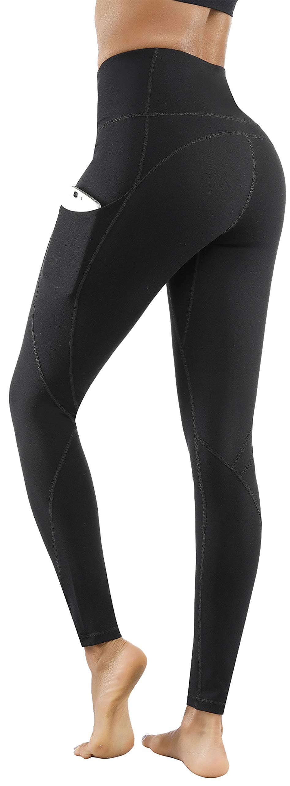Lingswallow High Waist Yoga Pants - Yoga Pants with Pockets Tummy Control, 4 Ways Stretch Workout Running Yoga Leggings (Black, Small)