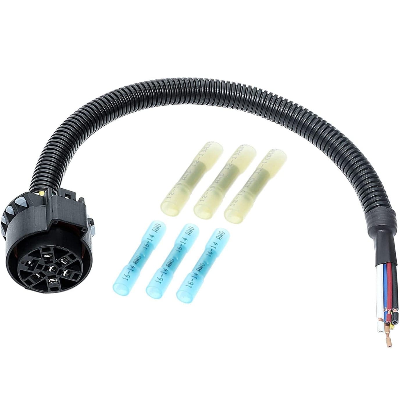 MECMO OEM Style Replacement USCAR Connector Wiring Harness Universal 7 Pin Trailer Plug Truck Side Splicein MultiTow Factory 7 Way Towing Hitch Wire for Ford GM Chevy Silverado GMC Sierra Dodge