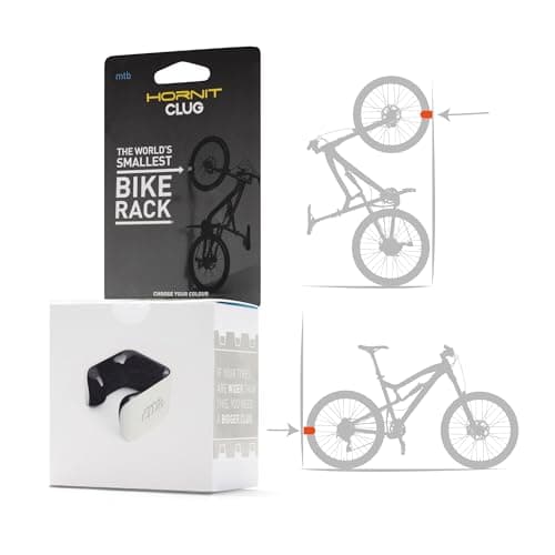 Hornit CLUG Bike Clip Storage Rack & Mount System - World’s Smallest Bike Rack for Indoor/Outdoor Bike Storage - Won't Damage Rims, Tires - Roadie Fits Tires 1" - 1.25" / 23-32mm - Black/Black