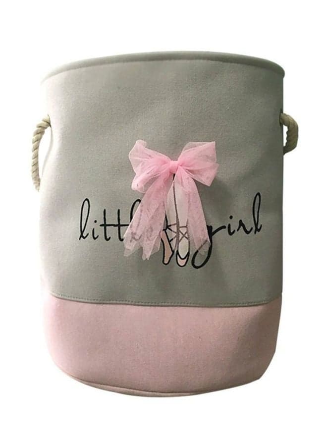 Foldable Barrel Clothing Storage Laundry Basket Grey/Pink 35x40centimeter
