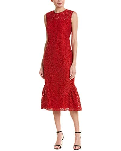 Shoshanna Women's Manor Midi Dress, Crimson, 4