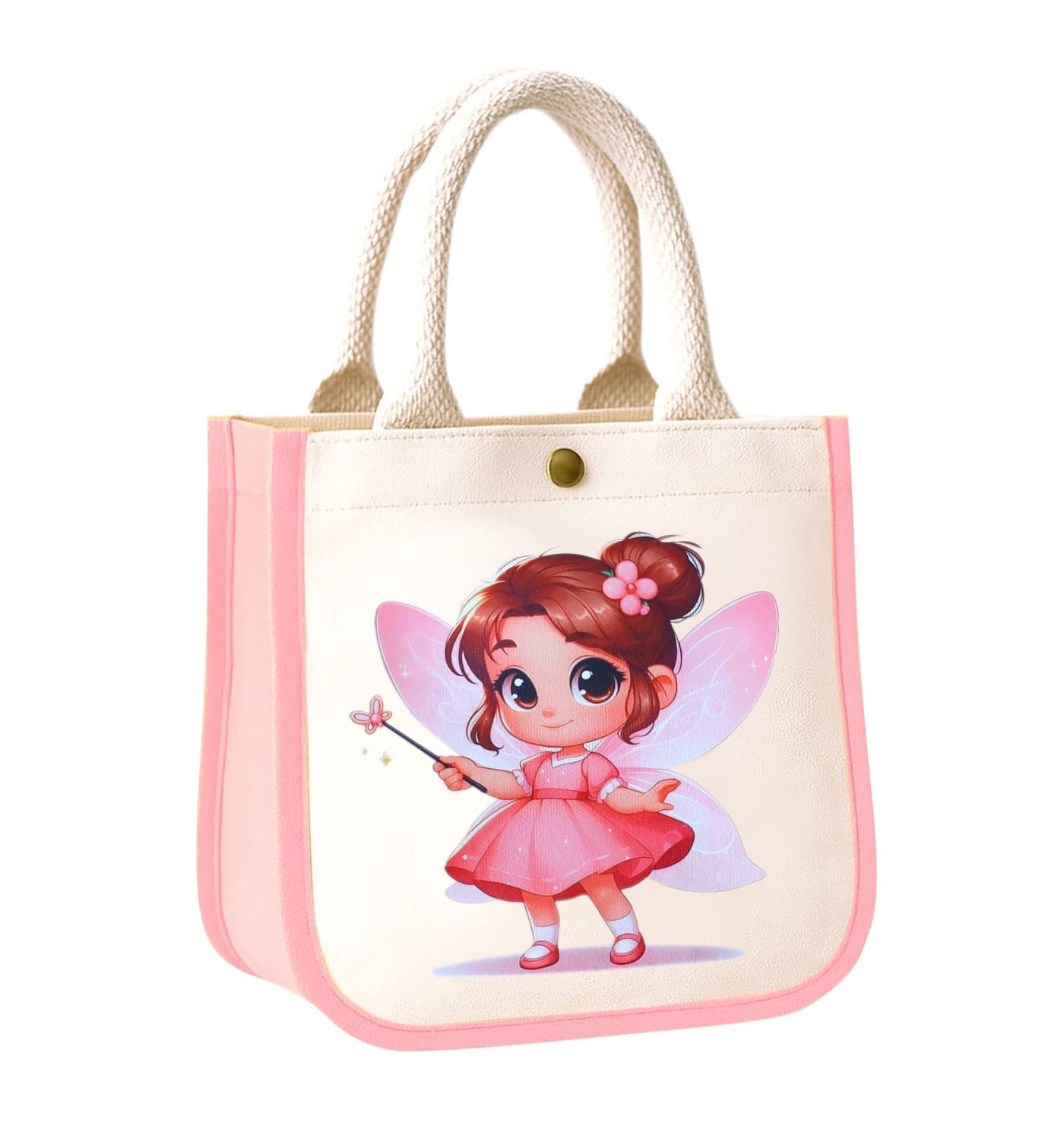 HOBBY INDIA Kids Lunch Bag | Cute & Stylish Mini Tiffin Bag for Boys & Girls | Cute Cotton Cartoon Design I Perfect For Picnic Tuition School, Preschool & Playschool (Fairy)