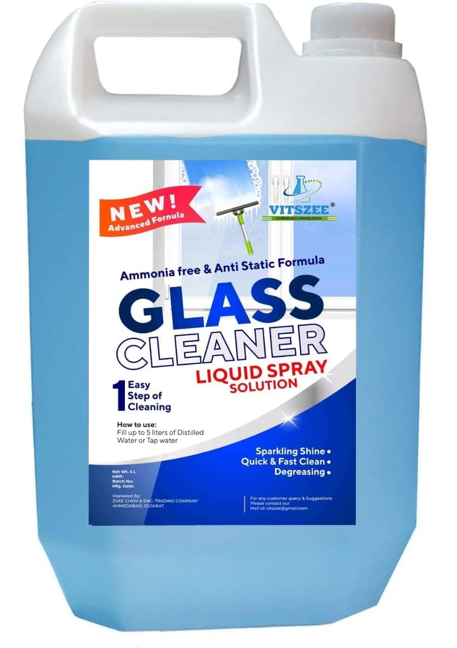 VITSZEE Glass Cleaner 5L ready to mix | 1 Sachet and Empty 5L Can | Makes 5 Litres | Ammonia Free | Streak Free Shine | Window, Mirror & Car Glass Cleaner