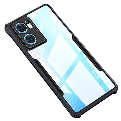 CEDO Backcover for Oppo Reno 7 (5G) | Camera Protection Shockproof Bumper-Edge | Acrylic Crystal Clear 360 Degree Protection TPU+PC | Transparent Eagle Back Case Cover (Black)
