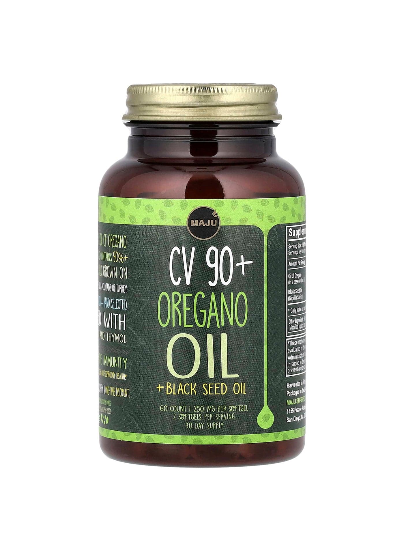 CV 90+ Oregano Oil + Black Seed Oil, 60 Softgels