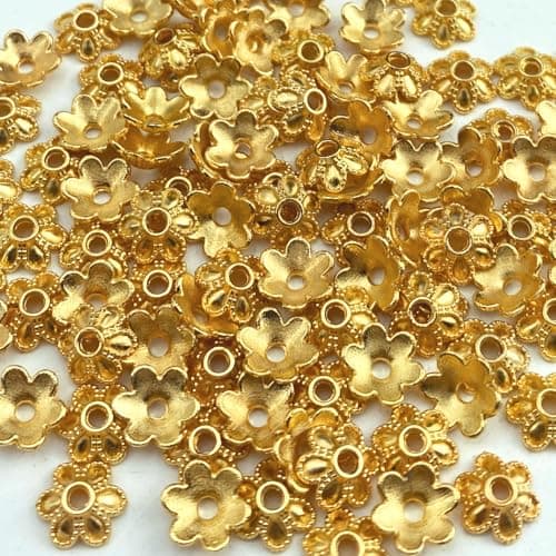Jmassyang 300 Pcs 6mm Flower Shape Metal Alloy Spacer Beads Mini Loose Bead Caps Accessories for DIY Bracelet Necklace Earrings Lanyard Jewelry Making Home DecorationGold