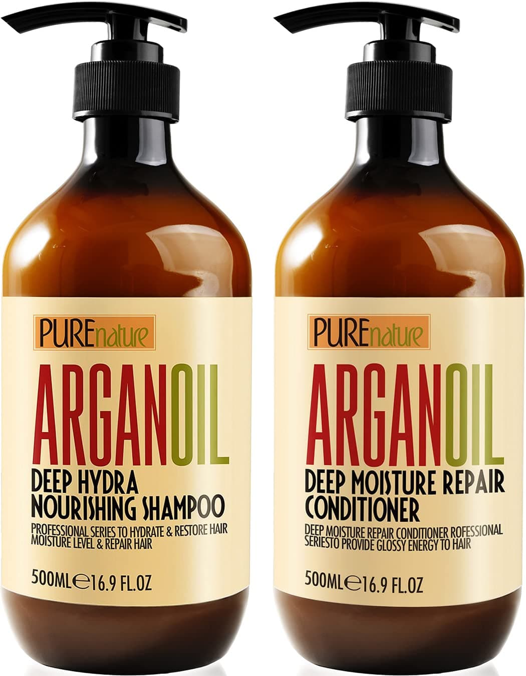 Argan Oil Shampoo and Conditioner Set Sulfate Free Moroccan Care with Keratin For Curly Straight Dry and Damaged Hair Moisturizing Hydrating Anti Frizz Salon Technology