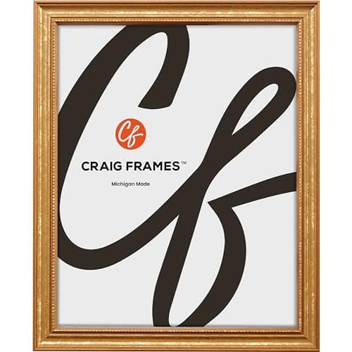 Craig Frames 11x14 Picture Frame – Gold Ornate Style, 3/4 Inch Wide Solid Wood Moulding with Vintage Beaded Detail, Glass and Backing Included, Wall Display Frame for Art and Photos
