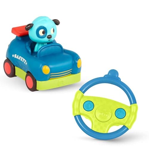 B toys Remote Control Car for Toddlers Kids Remote with 2 Big Buttons Fast RC Vehicle with Fun Sounds 2 Years Riding Racers Woofer