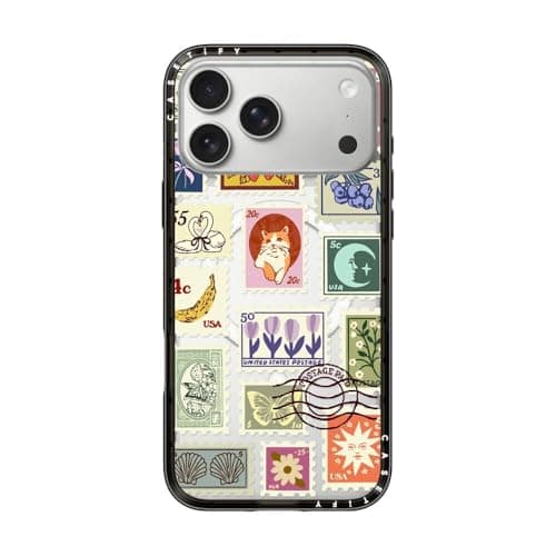 CASETiFY Compact iPhone 17 Pro Max Case Slim and SleekCompatible with Magsafe 4 ft 2X Military Grade Drop Protection Stamp Collection Clear Black