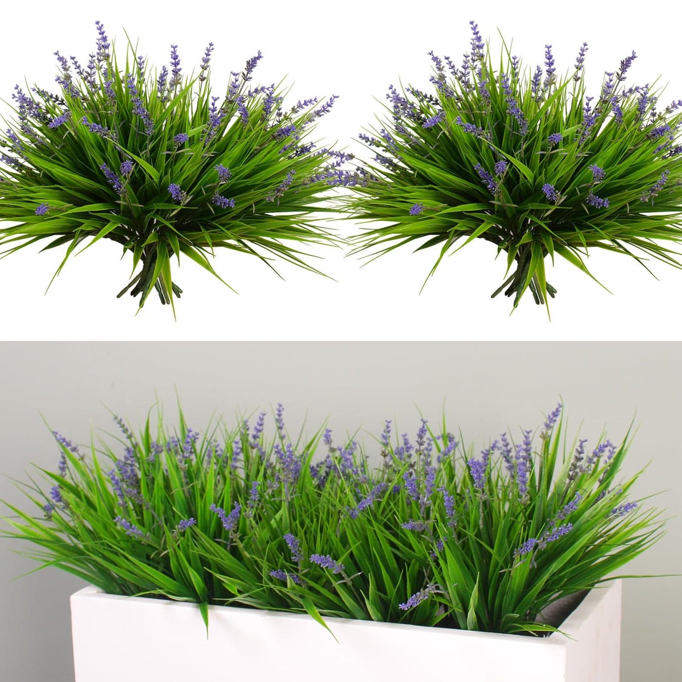 alyptus Artificial Flowers for Outdoors 24 Bundles Fake Monkey Grass Plants Outdoor Plastic Purple Flower Outside Green Leaf Decoration for Patio Pot Dcor 24 Bundle Purple Flowers