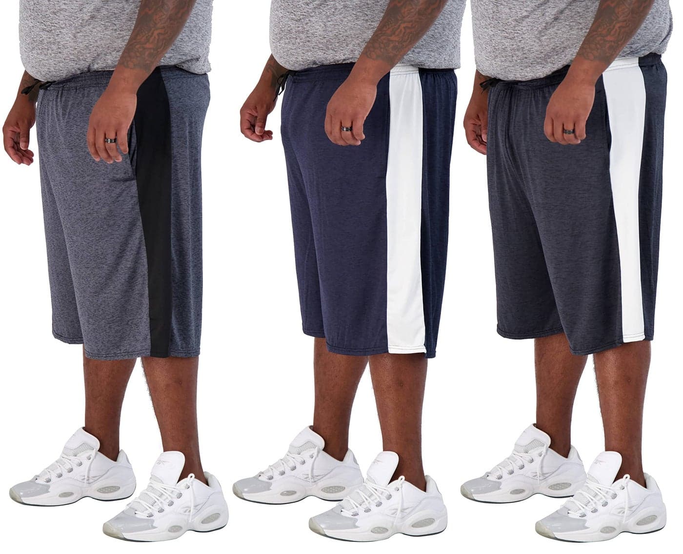 Real Essentials Mens Big Tall 3Pack Dry Fit Mesh Active Athletic Perfomance Shorts 3X5X Set 2 3X
