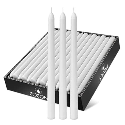 Simply Soson 10 inch White Taper Candle Sticks - Set of 30 Tall Candles, Dripless, Bulk