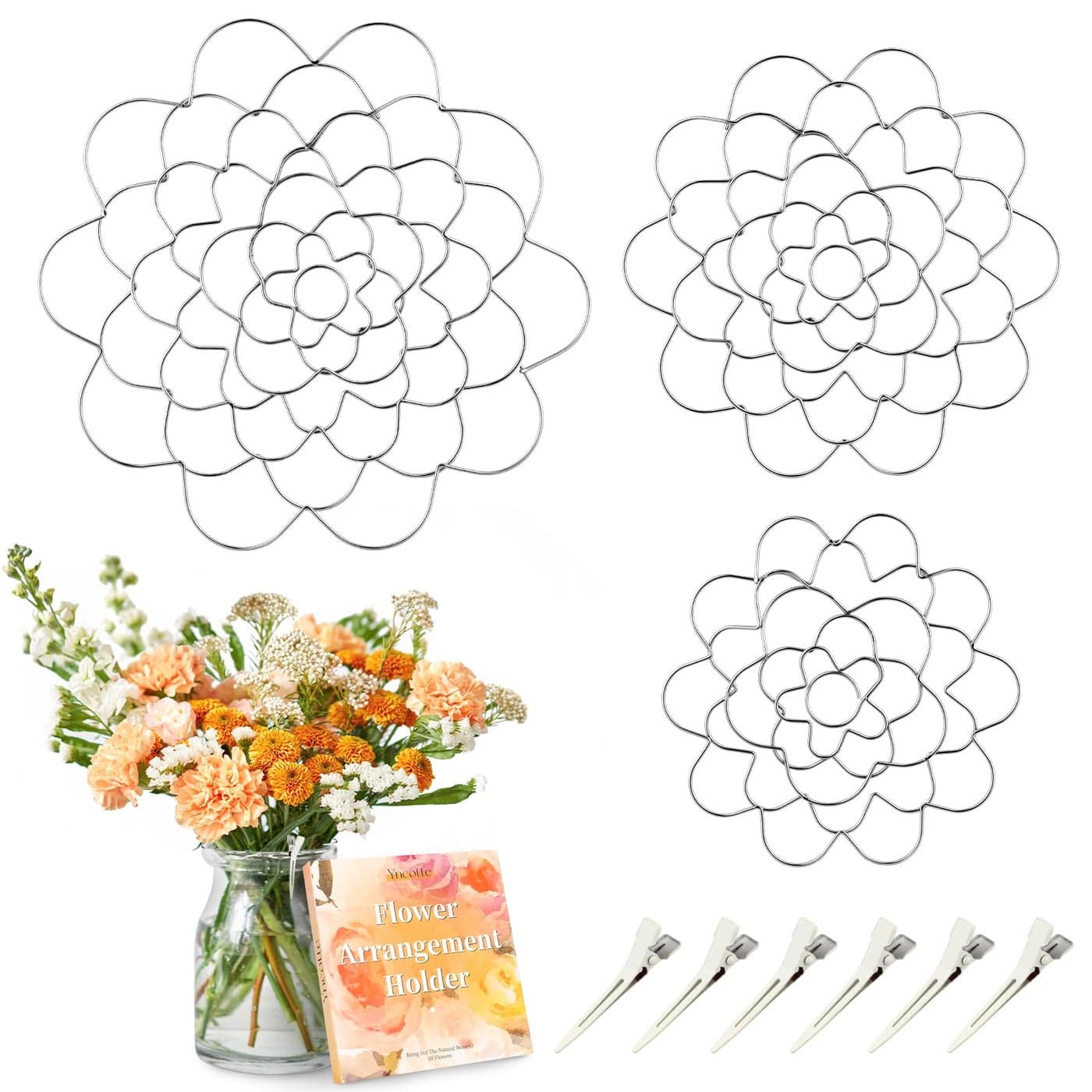 Flower Arrangement Holder 3Pcs Floral Grid Flower Frog Tool Wire Arranger Twist for Vase Floral Stems Bouquets Plant Fixation