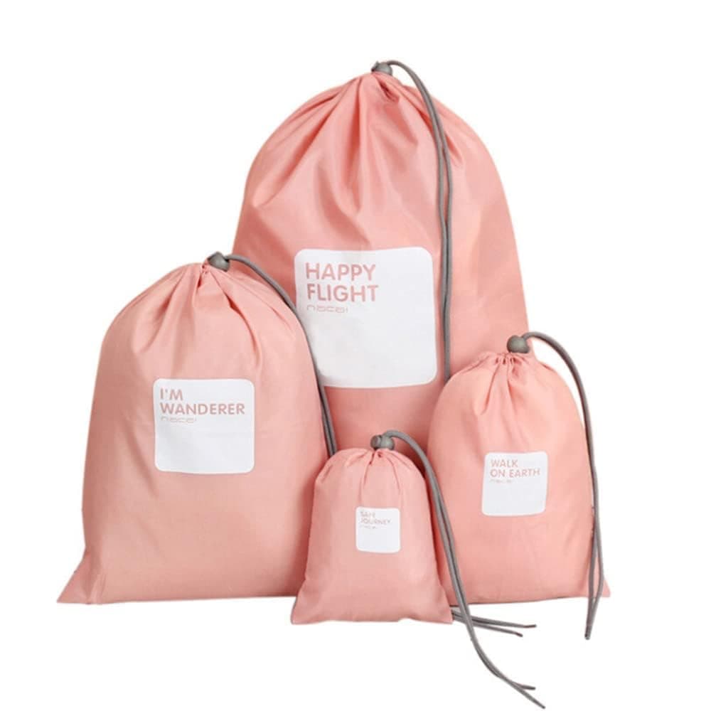 Waterproof Shoe Laundry Bag Travel Drawstring Bag for Underwear Makeup Storage Pouch Clothes Storage Organizer Packing Luggage Bag for Shoes set of 4 pcs