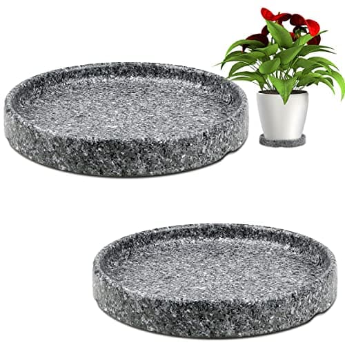 LNQ LUNIQI Round 4 Inch Ceramic Plant Saucer Round Tray Set of 2 for Indoor Small Flower Pots Home Garden Outdoor Flower Plant Pot,Marble Saucers