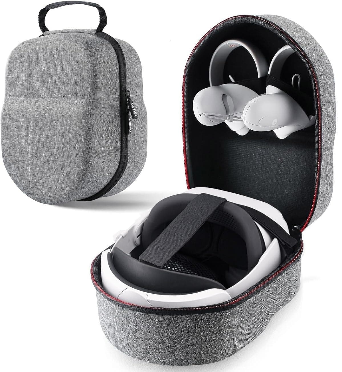 Sounce EVA Hard Shell Carrying Case for Meta Quest 3 3S Meta Quest 2 Pro Pico 4 Pico 4 Pro VR Headsets and Accessories with Elite Strap Support Shockproof Travel Storage Bag Grey