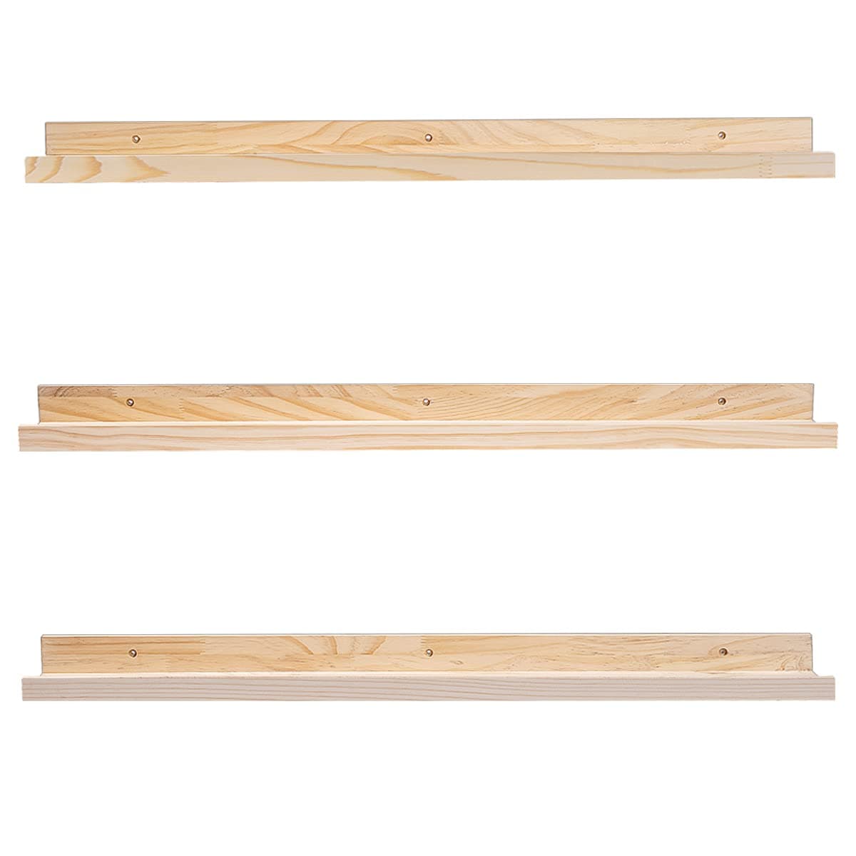 MBYD 36 Inch Floating Shelves Natural Wood Wall Mount Picture Ledge Wooden Wall Shelf Nursery Bookshelf for Bedroom Living Room Office Kitchen Set of 3 Same Dimensions