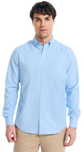 NAUTICA Men's Classic Fit Oxford Long Sleeve Button Down Shirt, AquaSplash, L