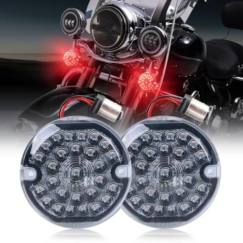 AUDEXEN 314 Inch LED Turn Signal Kit 1157 Double Base Front Turn Signal 1156 Single Connector Red Rear Signal Lights Compatible with Harley Road Glide Road King Softail Ultra