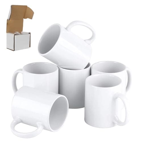 SIGNZWORLD Sublimation Mugs 11oz Blank Plain White Large Handle Coffee Mug Cups with Smash Proof Boxes Pack of 6